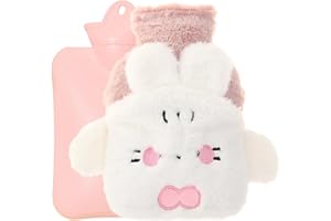 RoxNvm Hot Water Bottle with Cover, Mini Hot Water Bottle, 500ML Small Water Bottle, Hot Water Bag for Pain Relief, Great Gift for Seniors Children (Pink)