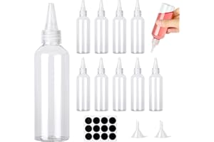 Amentalove 12PCS 100ml Bouteille Sauce, Flacon Sauce, Recipient Sauce, Plastique, Squeeze Bouteilles,Transparent Flacon Souple en Plastique avec Etiquettes pour Sauce d'Huile Ketchup DIY Crafts