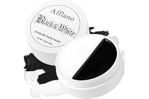 ‎DE'LANCI Halloween Gesichtsfarbe Schwarz Weiß Gesichts 76g, Black White Face Paint Voll Deckung, Körperfarbe für Karneval Halloween Cosplay Clown Pennywise Weiße Gesichts Zombie SFX Skelett Ghostface Kostüm