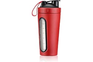 X SIM FITNESSX 700ml Edelstahl Protein Shaker Sport Fitness Shaker Eiweiß | Protein Eeiweiß Shaker Becher mit Kugel (ROT)