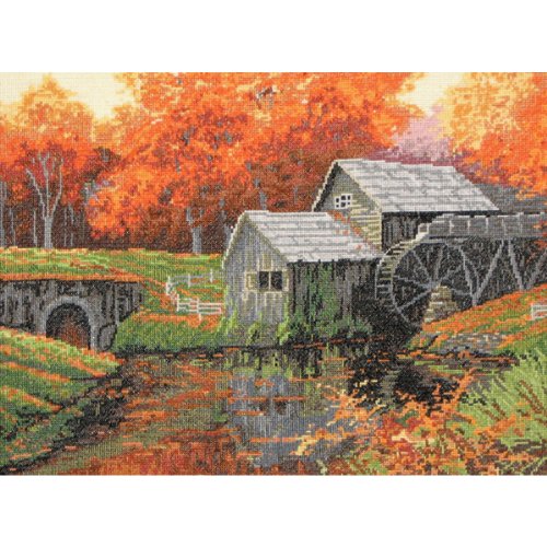 Candamar Designs Kreuzstichset "Die alte Mühle im Oktober" von Charles Counted, Weiß