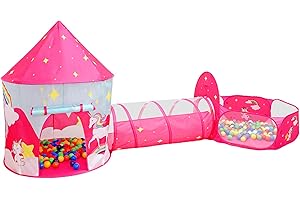 WNDY'S DREAM Unicorn Castle Kids Play Tent Pop Up Tent with Play Tunnel & Ball Pits Outdoor Toys for Toddlers Age 3-5 Playhouse for Kid Child's Princess Castle