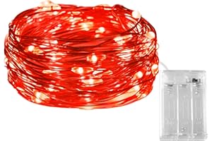 Dalugo Micro Guirlande Lumineuse, Guirlande Lumineuse à Piles avec 30 LED sur Fil Argenté (Rouge)