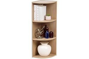 Iris Ohyama Mobile, Libreria, Scaffale Angolare da Parete in Legno, 3 Livelli, Marrone Chiaro, Polivalente, Modulare, Aperto, Per Soggiorno, Ufficio, Camera, Libri, CD, Montaggio Facile, CX-3C