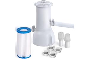 Evoio Pool Filter Pump Above Ground, 1000 Gallons Swimming Pool Filter Cartridge Pump, Electric Pool Water Pump Filter for Pools Sand Cleaning Tool Set with 1 Pool Filter Cartridge