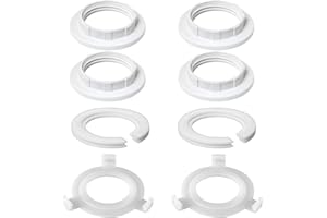 MEUKCEZ 8 Pcs E27 to E14 Lampshade Fixer Ring, Light Shade Adapter Ring ABS Plastic Lampshade Rings, Heat Resistant & Adjustable, Universal Fitting for Lamp Shades, Ideal for Desk & Ceiling Lamps, White