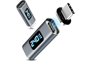 Quevati Confezione da 2 adattatori magnetici USB C, 24 pin, adattatore USB 4 maschio a femmina, 240 W, 48 V/5 A, 8 k@60 Hz, trasferimento dati 40 Gbps, adattatore USB C