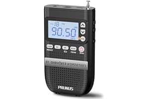 PRUNUS J-618 AM FM Mini Radio mit Bluetooth- Kopfhörern Verbunden, Digital Radio Klein unterstützt Manuelle Senderspeicher, Sleep Timer, Taschenradio mit 2000mah Akku, SD Card/Bluetooth Lautsprecher.