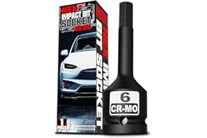 KIRXST Juego de Llaves de Impacto Hexagonales de 1/2", Allen de Impacto de H6 (6 mm), para Carpintería, Reparaciones Mecánicas y de Automoción