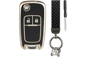 GZXNKEY 2 Buttons Car Key Cover for Vauxhall Astra Insignia Zafira Adam key fob cover with keychain screwdriver (Black)