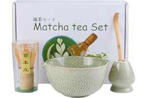 MYKAGS Ensemble complet de 4 bols à Matcha, accessoires Matcha, ensemble pour débutants Matcha, avec cuillère à whisky Matcha, un cadeau pour les amateurs de Matcha (couleur Matcha)