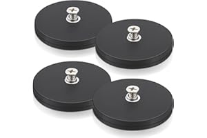 SWIHORAB Neodym Magnete Gummiert, Starke gummiert Magnete Anti-Rutsch, 30kg Haftkraft Ø 66mm mit M6 Innengewinde Magnetischer Montagesockel für Lichtleisten, Gummi Runde Magnete mit Gewinde 4Stück