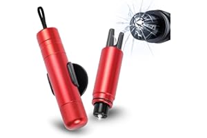 Sosayet 2 in 1 Taglia Cinture di Sicurezza e Rompivetro - 2 Pezzi di Martello di Sicurezza per Auto - Strumento di Emergenza Salvavita per Auto (Rosso)