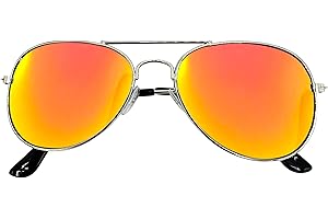 Mustavo Childrens Orange Mirror Sunglasses Kids Childs Boys Girls Mirrored Lense Lightweight Frame UV400 Retro Classic Pilot Style