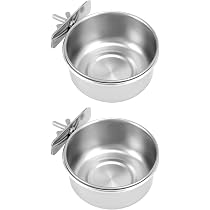 2 Stck Edelstahl Vogelnapf Zum Aufhngen  Futternapf & Wasserschale Fr  Papageien & Vgel, Grau