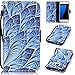 Produktbild SMART LEGEND Lederhülle für Samsung Galaxy S7 Ledertasche Hülle Blau Blume Muster Schutzhülle Premium PU Leder mit Handschlaufe Klapptasche Flip Wallet Case Protective Cover Innere Weiche Silikon Bookcase Handytasche Bookstyle Schale mit Kartenfächer Magnetverschluß Standfunktion Etui
