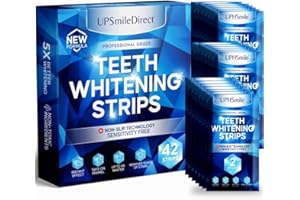 UPSmileDirect Professional Teeth Whitening Strips, 42 Strips, Non-Sensitive Formula, Peroxide Free 21 Treatments with Mouth Opener (42 Count)