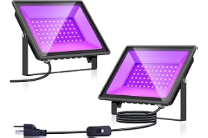 Glostars 60W 2-pack UV-projektorer: professionellt svart ljus 385–400 nm, IP66 vattentät. Idealisk för att skapa fluorescerande atmosfärer inomhus/utomhus (halloween, jul, evenemang).