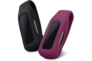 kwmobile 2X Clip kompatybilny z Fitbit Inspire 3 / Inspire 2 / Ace 3 - Zapasowy uchwyt do Fitness Tracker Czarny-ciemnoczerwony - Tracker nie jest dołączony