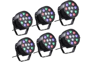 Lixada AC 90-240V 12 LEDs Par Lights 8 Kanal RGBW Farbmischbühnenbeleuchtung mit DMX Strobe Sound Aktiv Modus für Disco Party Christmas Wall Wash (6 Stück)