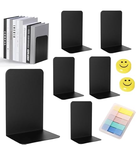 Fermalibri In Metallo Alco Albert 4 Pezzi - Grigio, 14x8.5cm Per Libreria E Ufficio - Foto 10