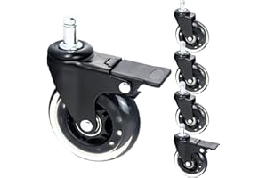 HMF 6810 kółka do twardych podłóg biurowych z funkcją hamowania, 5 sztuk, 11 mm, czarne