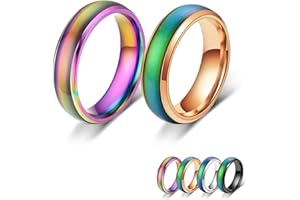 Bymivofun 2 Piezas Anillos de Estado de Ánimo, Anillo de Humor, para Novio, Novia, Fiesta Diaria, Cumpleaños, Día de San Valentín, Aniversario