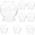 Healeved 8Pcs Glass Cupping Set Chinese Cupping Cups Vacuum Massage Cups with Finger Grips for Back Arm Body Pain