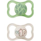 MAM Supreme Pacifier, 16 Months, 2-Leaf Set/Squirrel | SkinSoft Teeth-Friendly Silicone, Slim Flexible Suction Cup Neck, with
