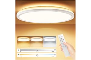 ‎TAIPOW Lampa Sufitowa LED, 24W 2642LM, Lampa Sufitowa z Pilotem Zdalnego Sterowania i Podświetleniem, Dimmable 3000K-6500K Lampa Sufitowa, Ultra Cienka, do Sypialni, Kuchni, Korytarza, biura Φ30cm