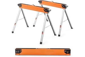FANTASK Set di 2 bastoncini per sega pieghevoli, cavalletti da lavoro portatili, robusti in metallo, per la lavorazione del legno, con manico fino a 500 kg di portata