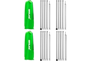 SAN LIKE Palo da Tenda da Campeggio Regolabili, Palo Telescopico per Tende Rubinetti o Tende da Sole Teloni, Pali da Tenda Pieghevoli in Acciaio Inox per Tettuccio di Protezione Antipioggia, Set di 2