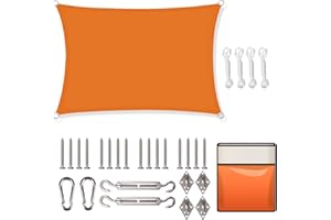 Yeahmart Sun Shade Sail Rectangle 2x3m with Fixing Kit Waterproof Anti-UV Sunscreen Awning Canopy 98% UV Block for Outdoor Garden Patio Party Backyard Yard Camping with Free Rope, Orange