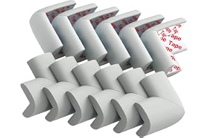 USfloatwishes 12 Pack Soft Corner Protector Baby Proofing Edge and Corner Guards, Safety Pre-Taped Rubber Foam Furniture Bumper for Fireplace, Table, Stair, Cabinet (Gray)