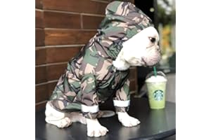 MOTT 50 Hooded Dog Raincoat French Bulldog Clothes,Pug Poncho Pet Rain Jacket Waterproof Hoodie for Dog,Windproof Reflective Safety Dog Raincoat