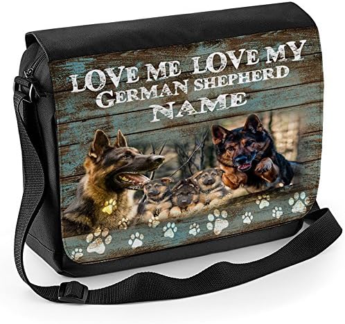 Personalised German Shepherd Dog Puppy Love School Shoulder Work Messenger College Bag Gift