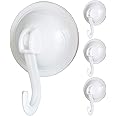 FZGUSYAF Powerful Suction Hooks Vacuum Sucker Hangers Removable Reusable Without Nails & Glue for Any Smooth Flat Surface Bathroom Kitchen Office - 4 Pack