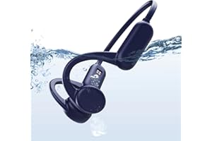 HCMOBI Casque à conduction osseuse IP68 étanche Bluetooth 5.0 Open Ear sans fil avec lecteur MP3 et mémoire 8G pour la natation, la course à pied, le cyclisme, la conduite