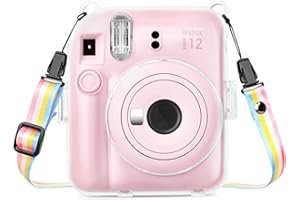 Rieibi Funda para Instax Mini 12 - Funda Transparente para cámara instantánea Fujifilm Instax Mini 12 - Estuche rígido de Transporte con Correa extraíble para el Hombro - Transparente