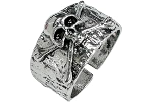 Auriselle Anillo de Hombre Ajustable Cráneo Vintage Vikingo Retro Abierto Anillo de Pulgar Gótico Joyería Regalos para Hombres Niños Padre, 2 Tipos