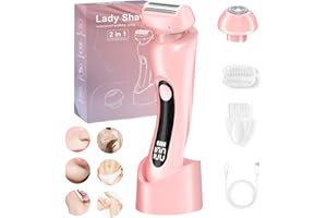 LIROPAU Golarki damskie dla kobiet, wodoodporna elektryczna maszynka do golenia 2 w 1, podwójna głowica IPX7, wodoodporna mokra, trymer do bikini, trymer do włosów łonowych dla kobiet, bezbolesne usuwanie