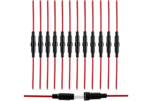 QITINDASEN FULARR® 12 szt. profesjonalny wkręt inline 5 x 20 mm typ uchwytu bezpiecznika AGC, pudełko bezpiecznikowe 32 V 20 A z drutem 16 AWG, do bezpiecznika szybkiego dmuchania - czarny