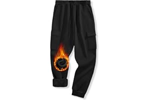 CMTOP Pantalon de Jogging Hommes Pantalons de Travail Chaud Doublé en Polaire Pantalons de Survêtement d'hiver en Coton avec Poches Cargo Pantalon Sport Décontracté pour L'extérieur et L'intérieur