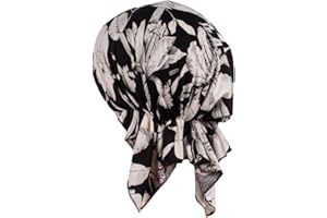 Xiang Ru Women Bandana Scarf Pre-Tied Chemo Hat - Cotton Print Flower - Muslim Beanie Turban Headwear for Chemo Hair Loss Cancer Patients Sleep