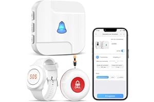 Appareil d'Alarme Chunhee pour Personnes Âgées - Système Adapté aux Personnes Âgées, Handicapées et aux Personnes en Difficulté de Mobilité. Bracelet d'Alarme pour Usage Domestique
