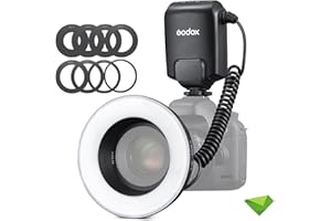 Godox ML-150II ML150II Macro LED Ring Flash Speedlite GN12 0.1-2s Recycle Time 5800K±200K for Sony Canon Nikon Fuji Olympus Panasonic DSLR Cameras for Video Production, Animal and Plant Photography