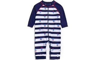 BONVERANO Costume Bagno Bambini UPF 50+ Protezione Solare Intero Chiusura Zip Lunghezza Intera