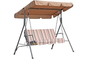‎ANGEL LIVING Angel Living Hollywoodschaukel Gartenschaukel 3 Sitzer mit Sonnenschutz 173x110x151cm (Khaki)