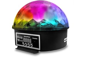 Audibax Magic Ball Mini Star - Luz LED para Fiestas con Conexión DMX - 6 LED de Alto Brillo de 3W RGBAW - Consumo 20W - Sincronización con Música o Modo Automático - Micrófono y Ventilador Interno