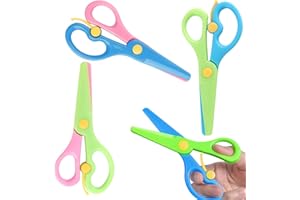 QTTVBTNA 3 PCS Children Safety Scissors Set, Preschool Training Childrens Blunt Kids Art Craft Child-Safe Spring Loaded Plastic Scissor for 3-5 Years Old Children DIY Art Craft